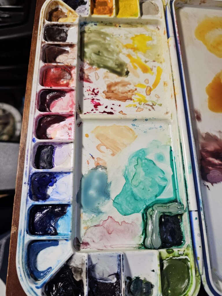 dirty watercolor palette